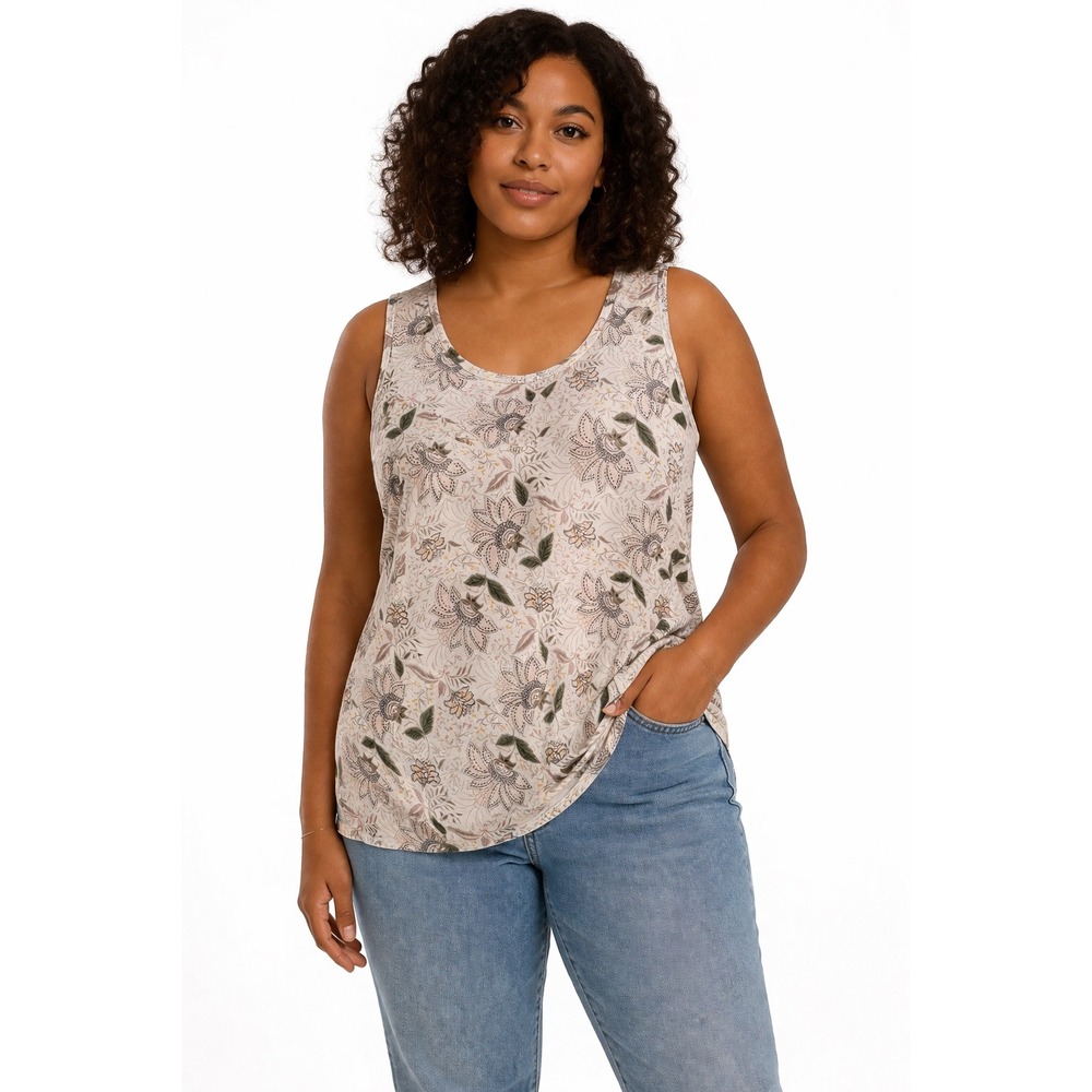 Old Navy Tank Top Womens‎ Large Beige Floral Paisley Luxe Sleeveless Boho Top